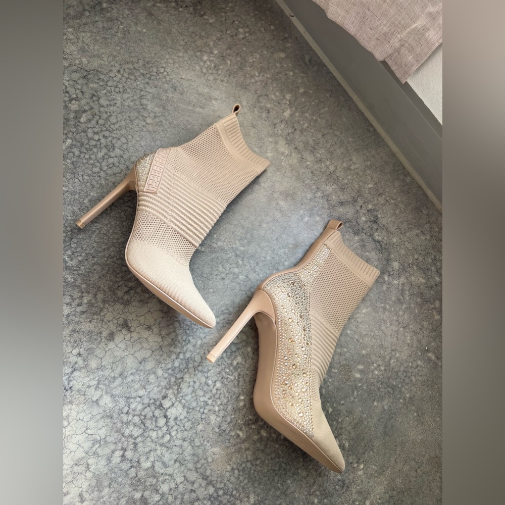 Elegant Beige Stiletto Ankle Boots